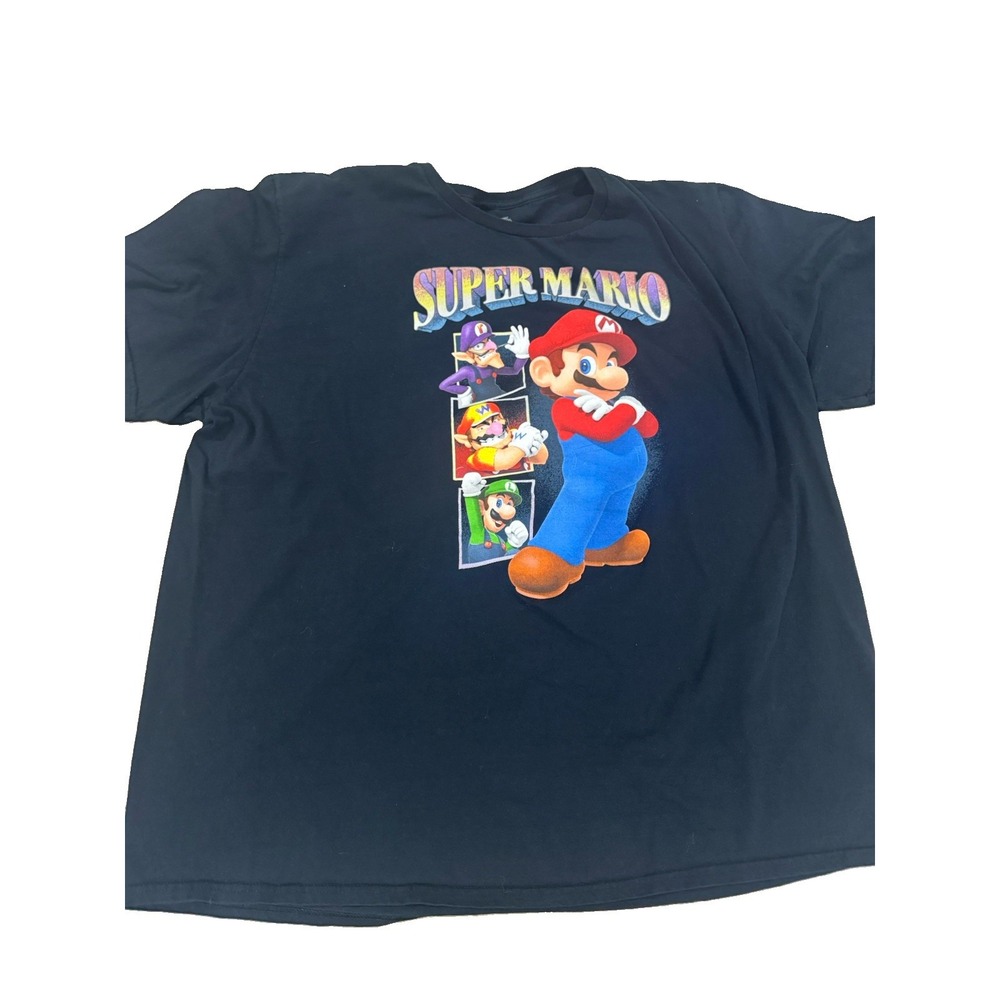Nintendo Super Mario Graphic Tee Men's 3XL 3X Black Mario Wario Luigi Waluigi